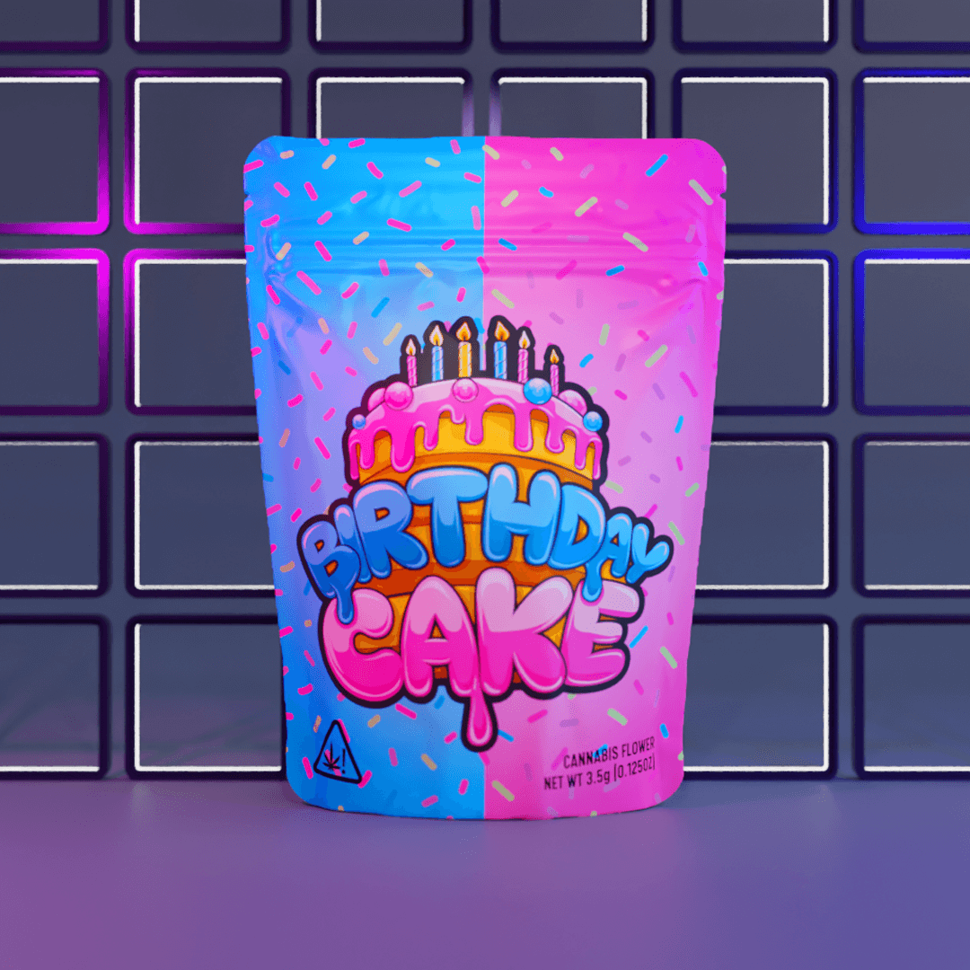 birthday cake strain packaging bags